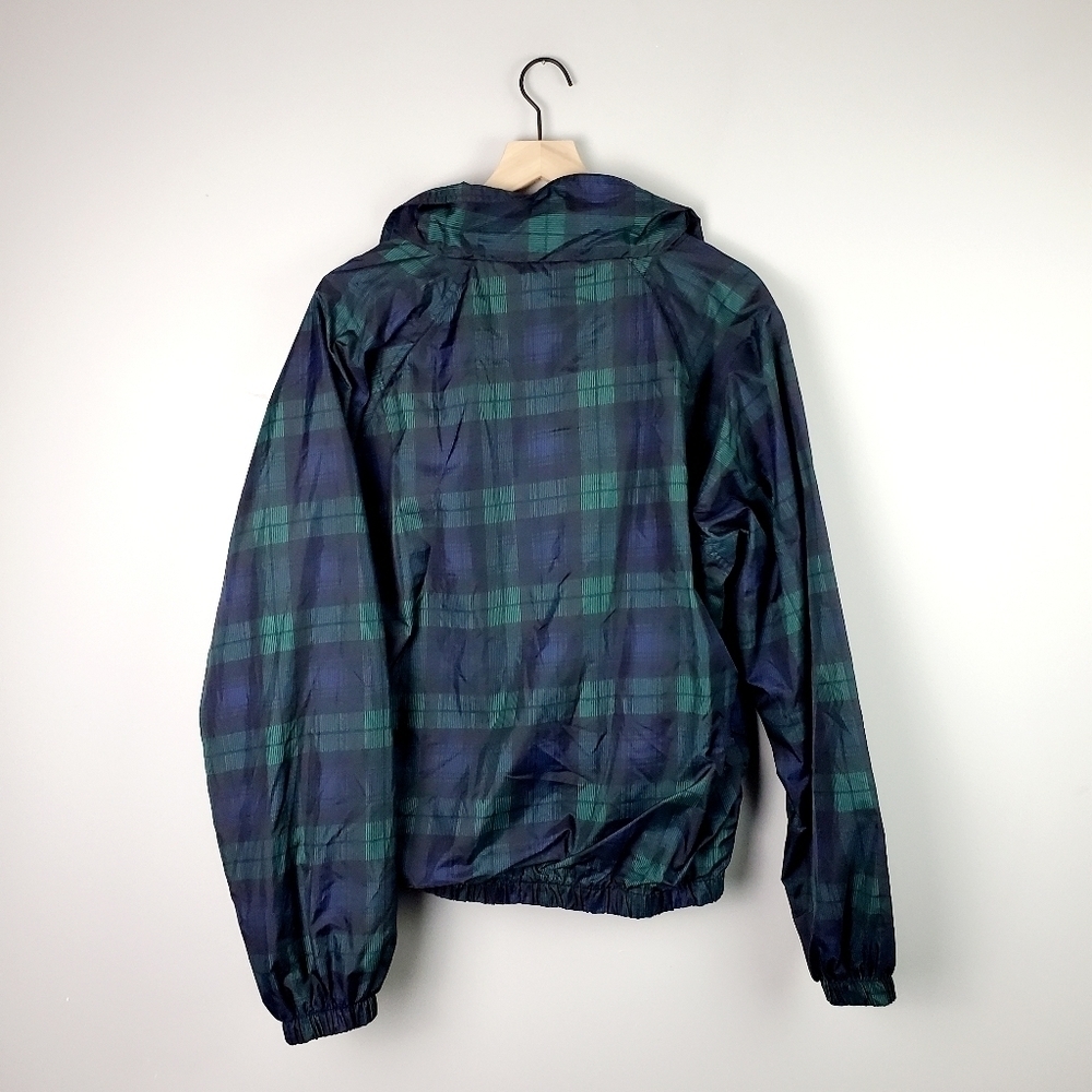 Jerzees Green Blue Plaid ZIp Jacket Vintage Medium - Picture 7 of 7